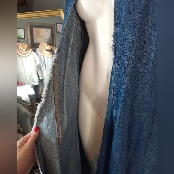 Zara Denim Long Sleeve Belted Coat/Wrap Dress - Picture 9 of 16